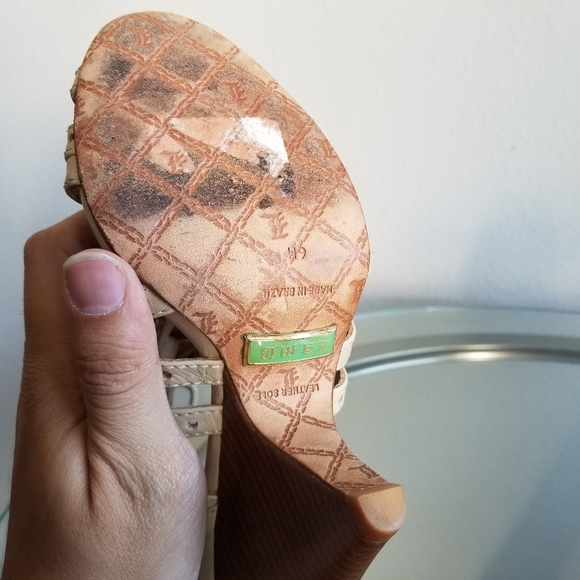 L.A.M.B by Gwen Stefani 90s Y2K Lace Up Tan Leather Heels Size 6 - Picture 9 of 13